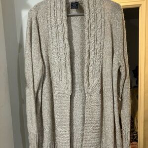 Faded Glory Tan Cardigan Sweater with Cable Knit Design
